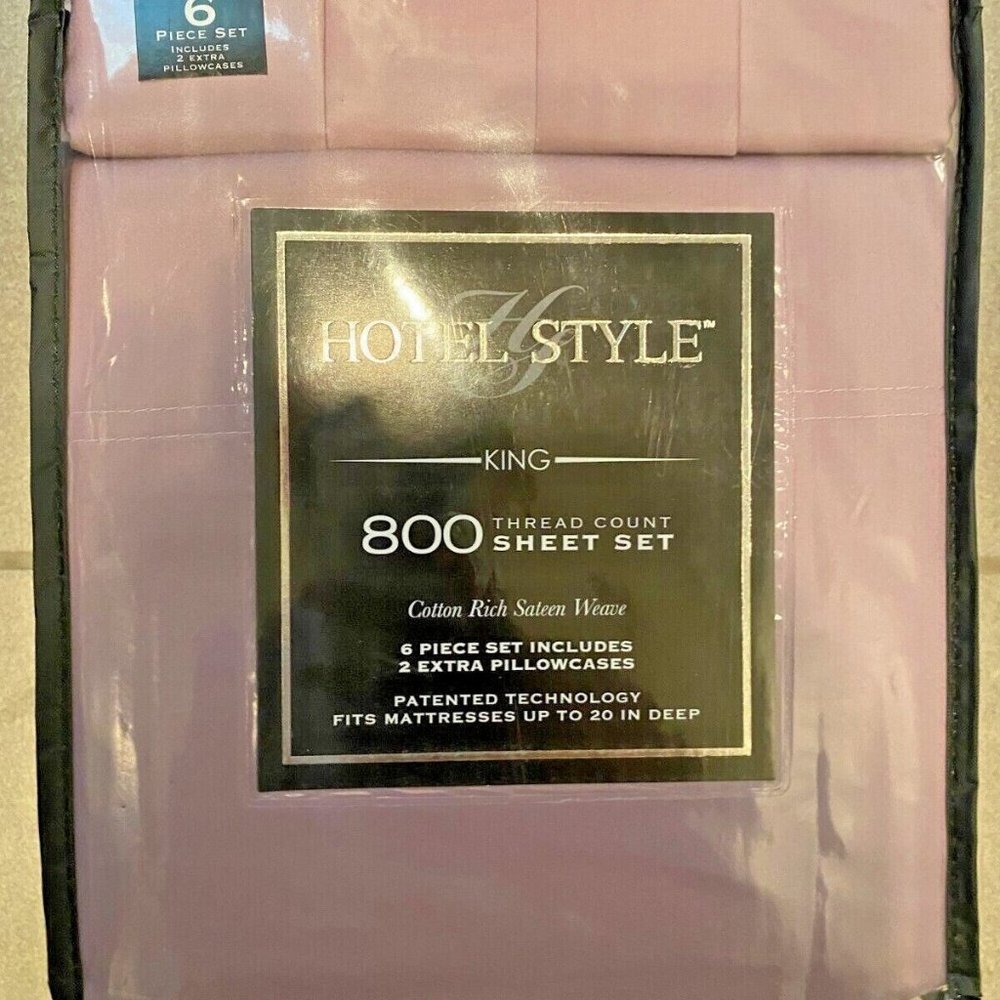 Hotel Style 800-TC- Cotton Rich Sateen Weave 6 Pc Sheet Set,King-PURPLE